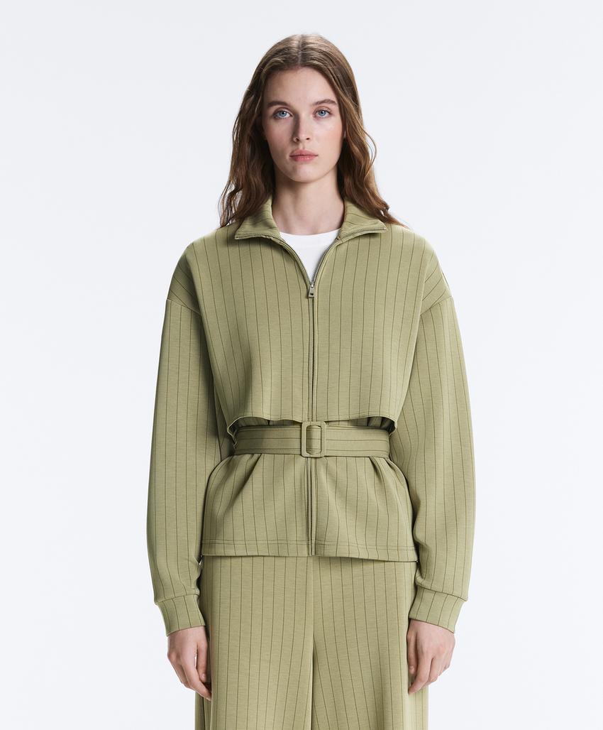 Куртка Boxy с эффектом накидки, из модала, в тонкую полоску
