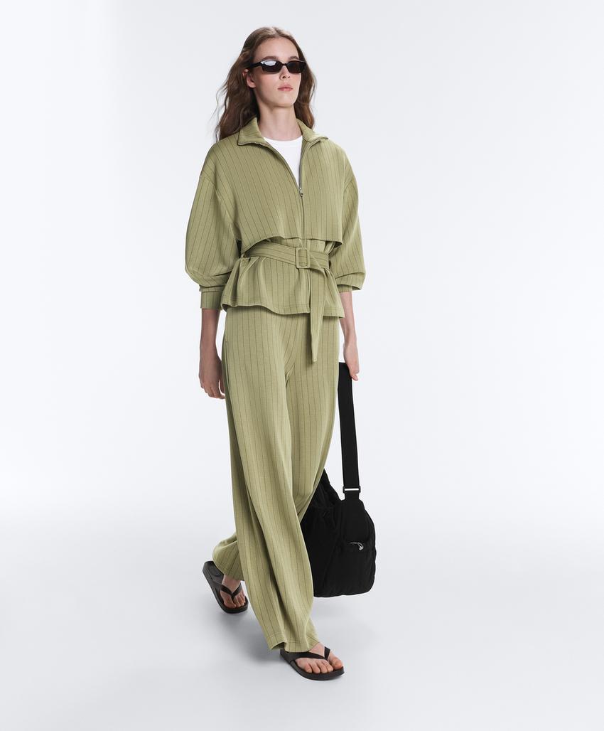 Куртка Boxy с эффектом накидки, из модала, в тонкую полоску