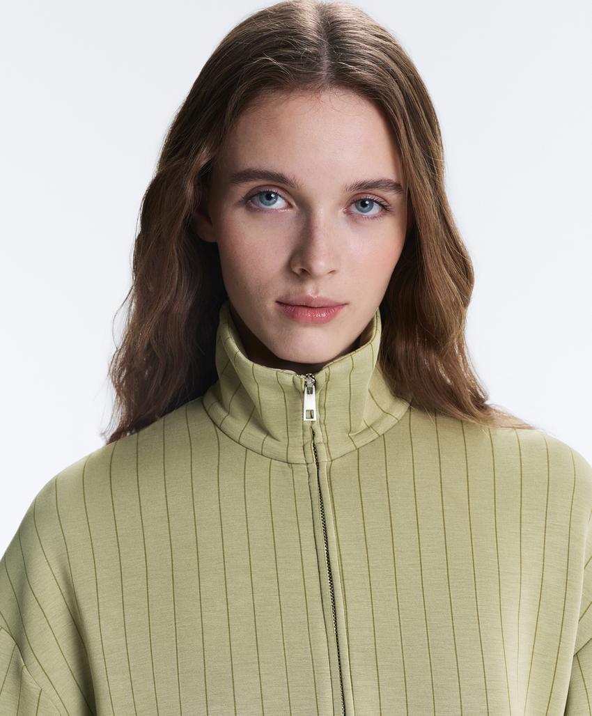 Куртка Boxy с эффектом накидки, из модала, в тонкую полоску