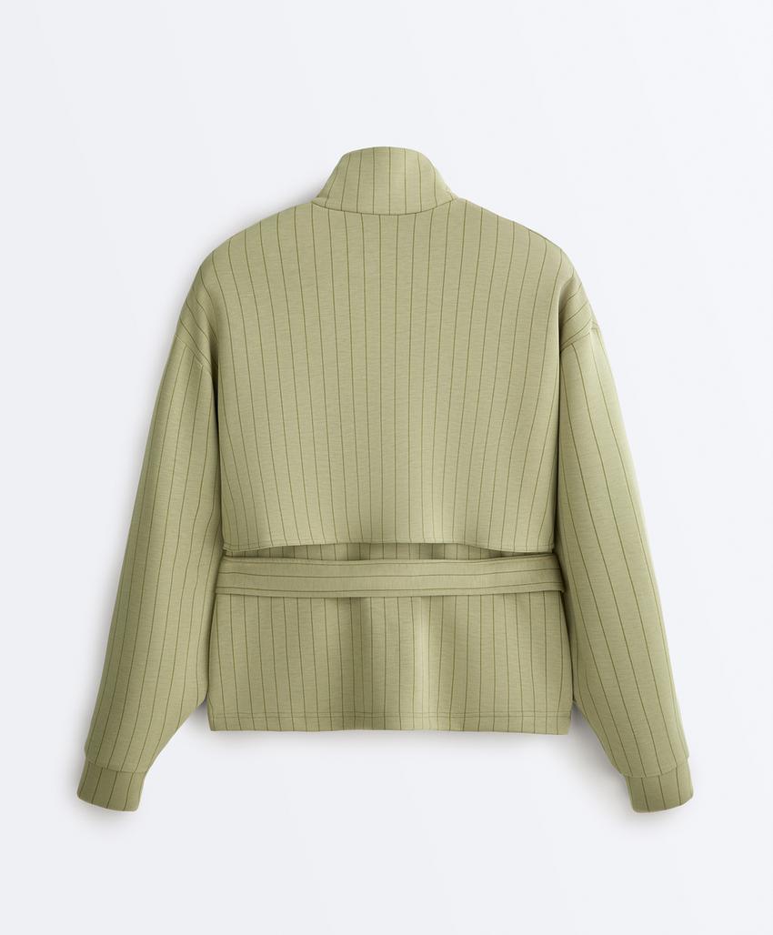 Куртка Boxy с эффектом накидки, из модала, в тонкую полоску