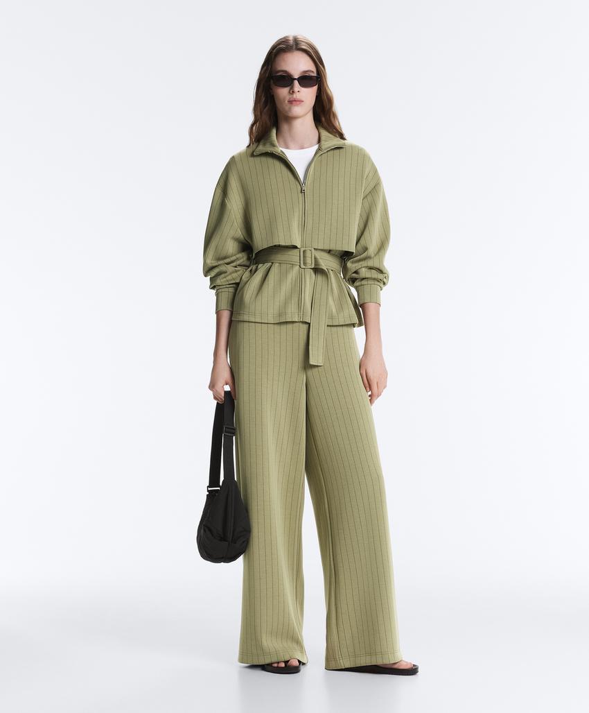 Куртка Boxy с эффектом накидки, из модала, в тонкую полоску