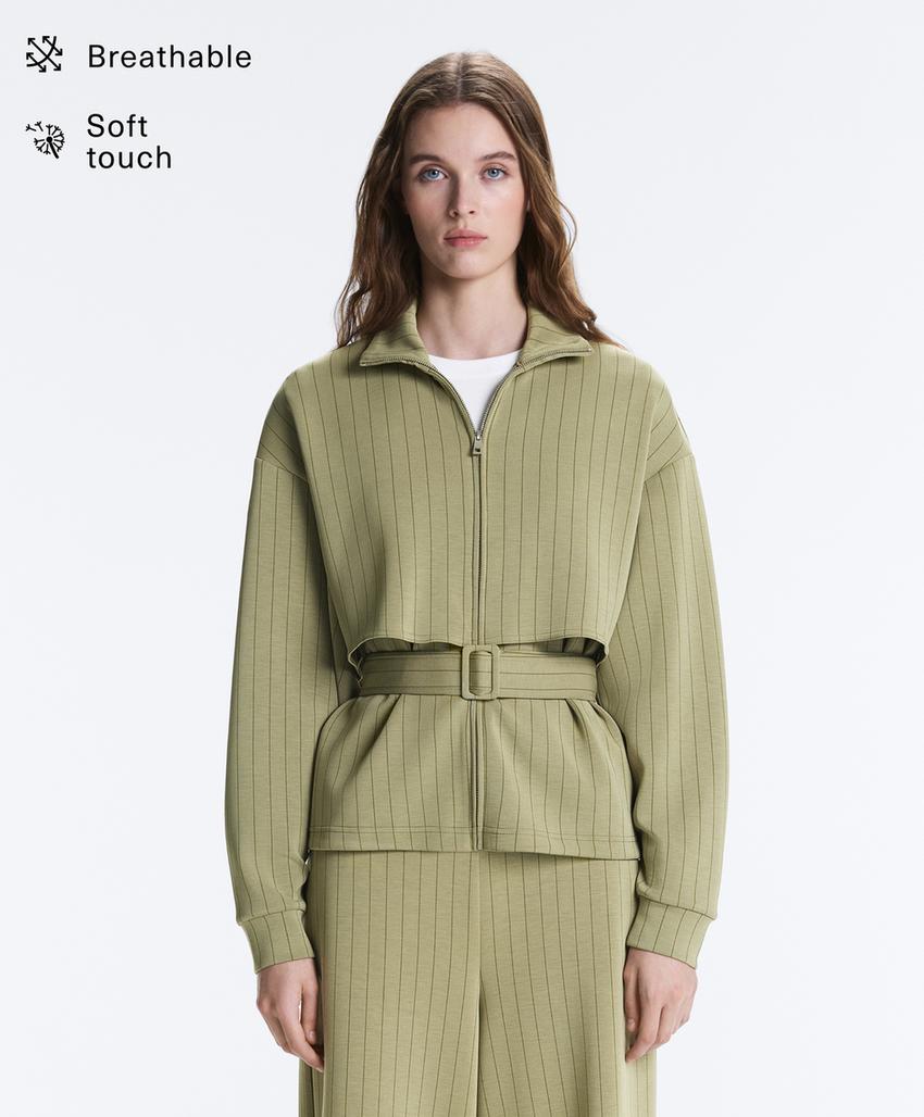 Куртка Boxy с эффектом накидки, из модала, в тонкую полоску