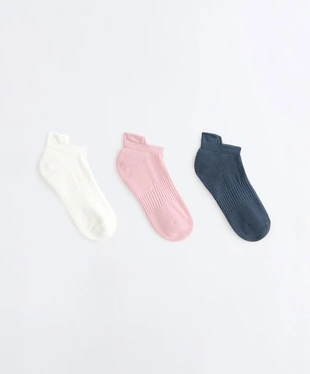 PALE PINK|4649/490/676 - OYSHO 3 пары носков-сникеров с язычком из смесового хлопка
