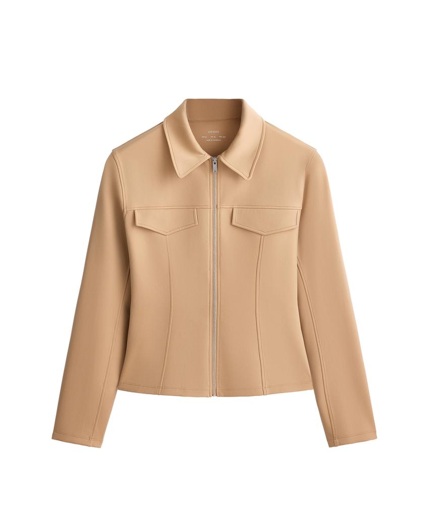 Куртка с эффектом неопрена и баской