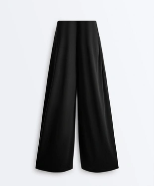 Modal blend straight-leg trousers with side pleat- Заказать в России
