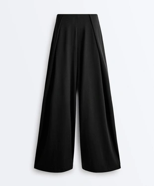 Modal blend straight-leg trousers with side pleat- Заказать в России