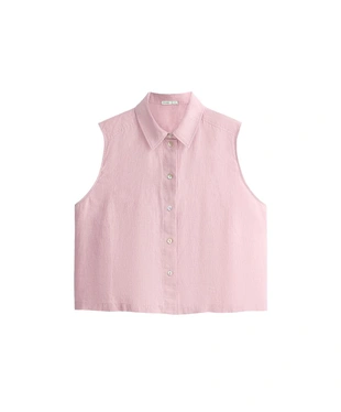 DUSTY PINK|5424/106/155 - OYSHO Укороченная рубашка без рукавов из 100% льна