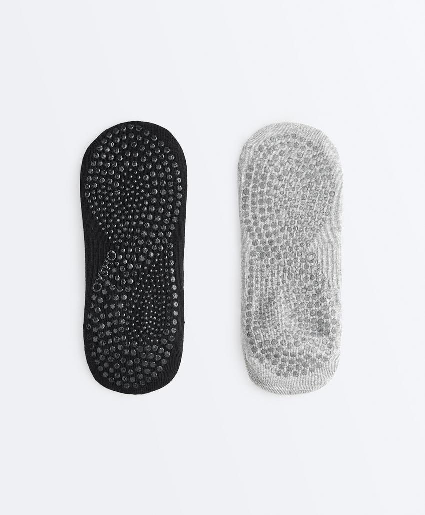 Pack de 2 pares de meias de Yoga e Pilates em mistura de algodão