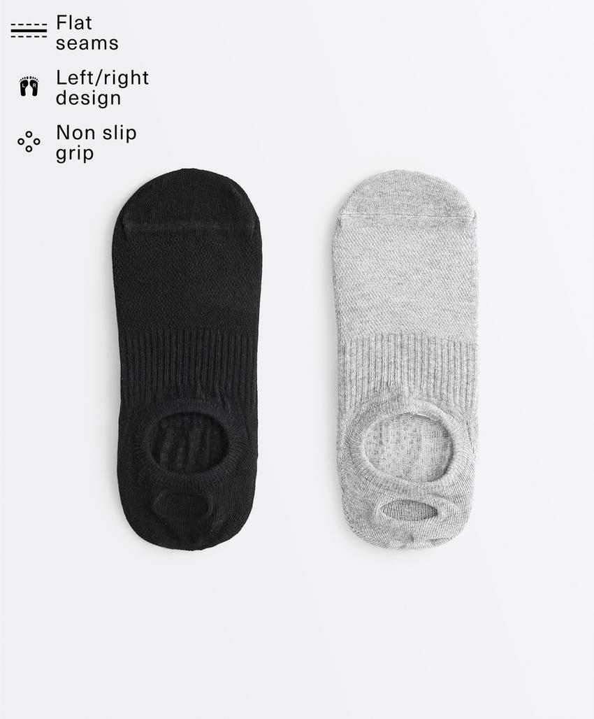 Pack de 2 pares de meias de Yoga e Pilates em mistura de algodão