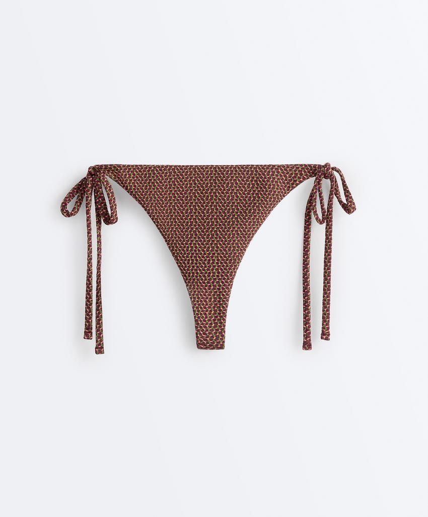 Biquíni de tanga com laços geométrico