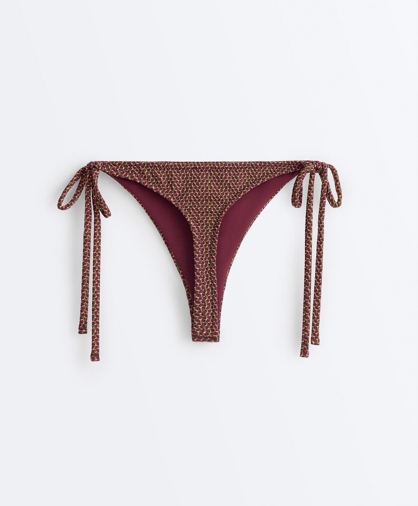Biquíni de tanga com laços geométrico