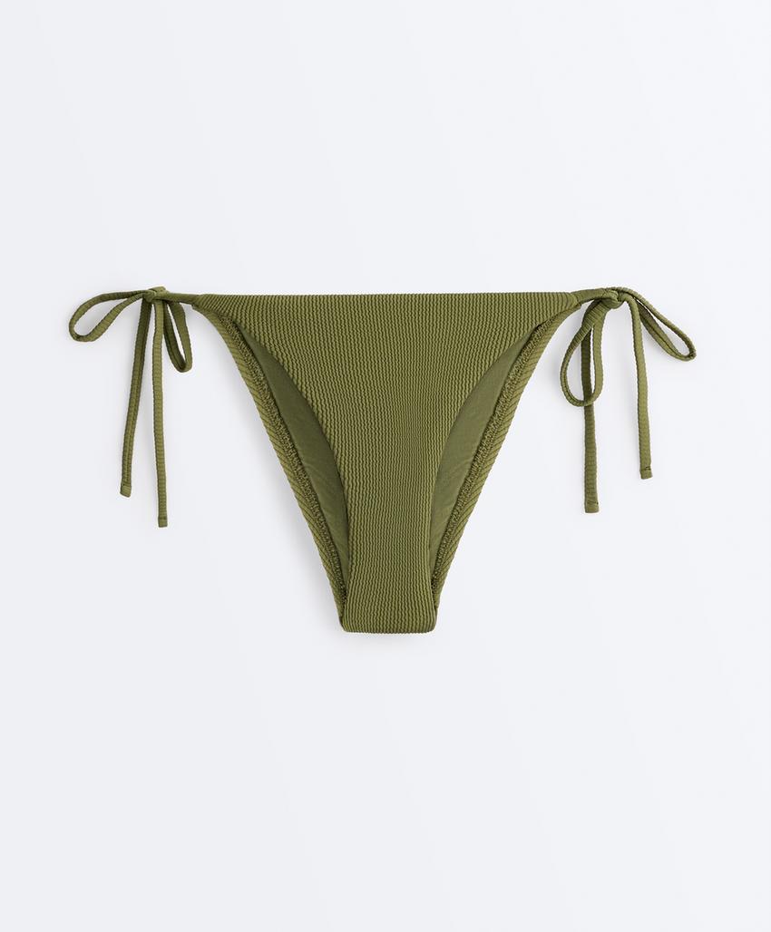 Cueca de biquíni média com laços rib