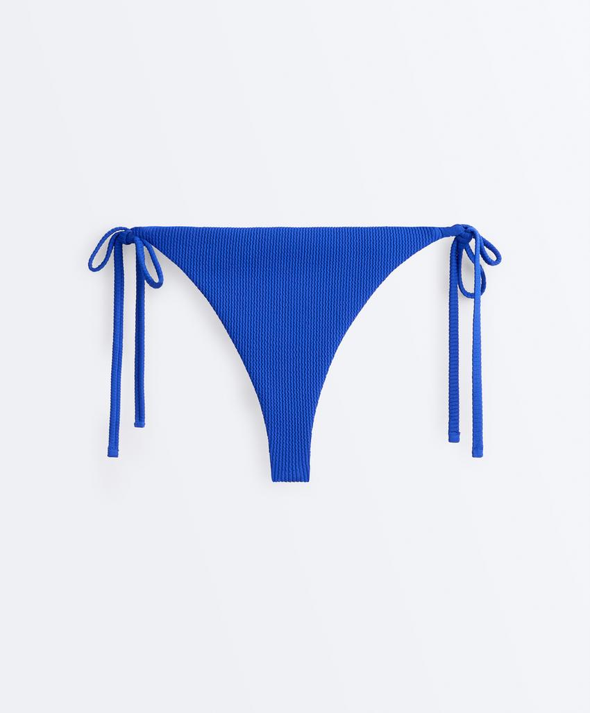 Cueca de biquíni tanga com laços rib