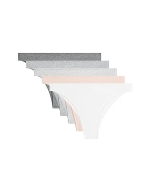 GREY MELANGE|5339/556/812 - OYSHO 5 трусов бразильяна из смесового хлопка в рубчик