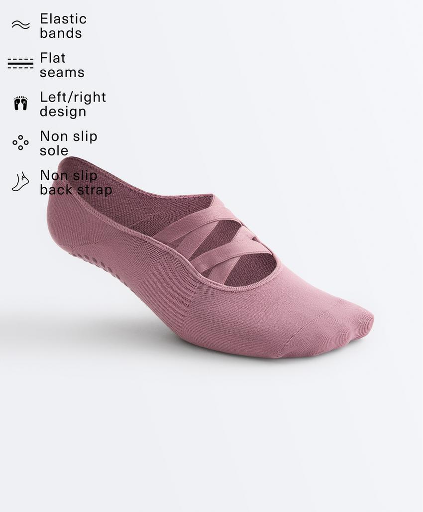 2 pairs of invisible polyamide blend yoga and Pilates socks with double straps