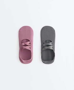 2 pairs of invisible polyamide blend yoga and Pilates socks with double straps- Заказать в России