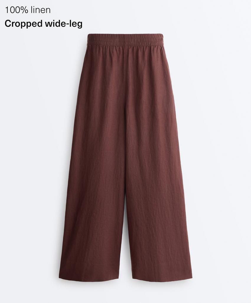 Укороченные льняные брюки Super Wide leg