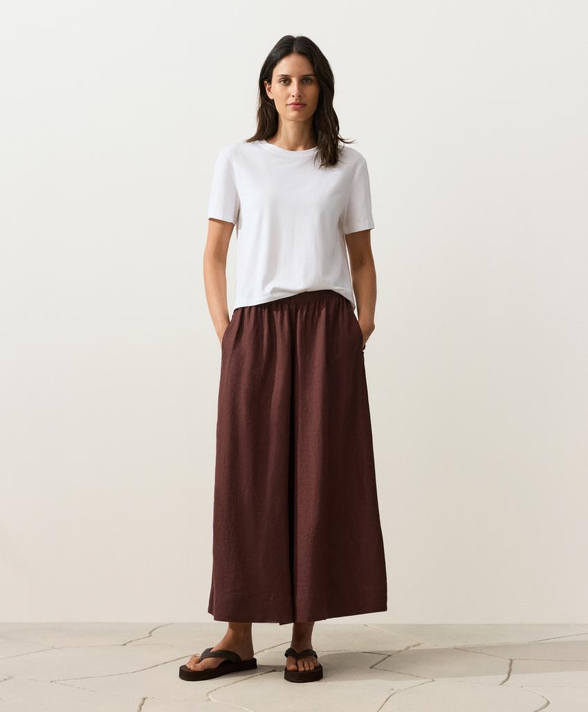 Укороченные льняные брюки Super Wide leg
