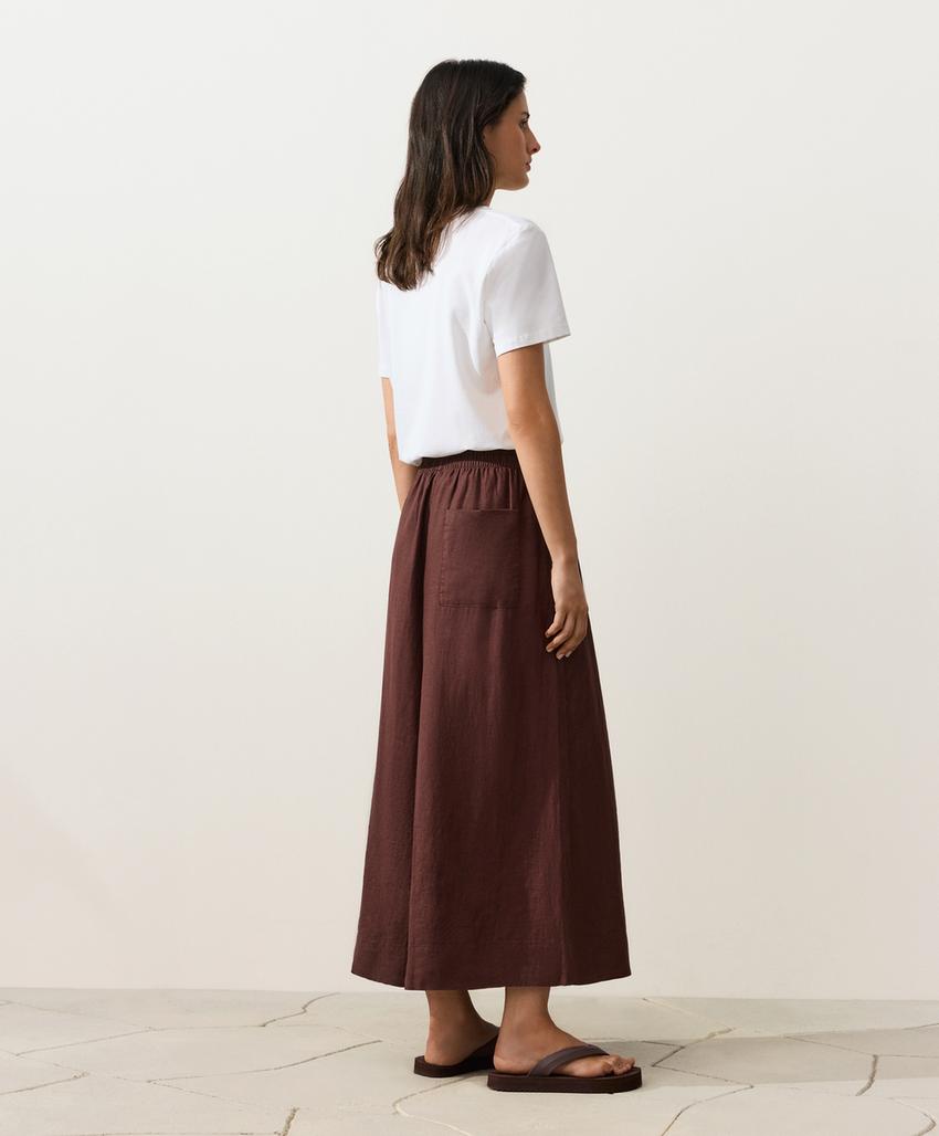 Укороченные льняные брюки Super Wide leg