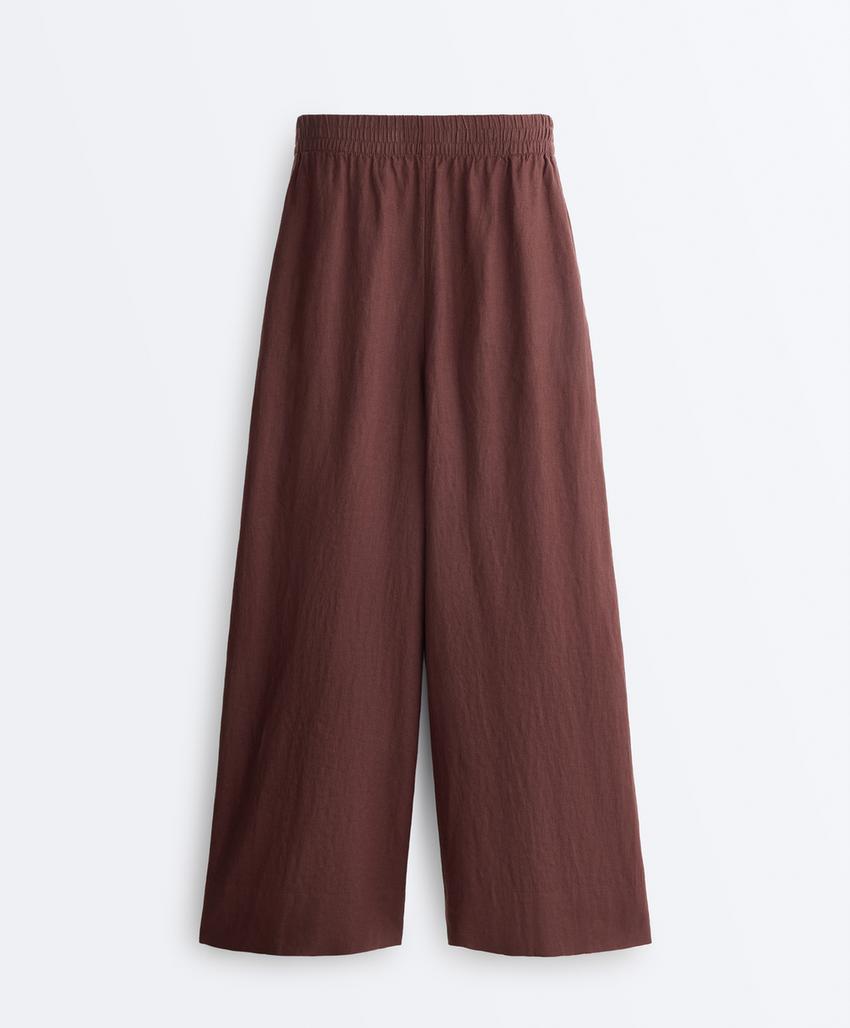 Укороченные льняные брюки Super Wide leg