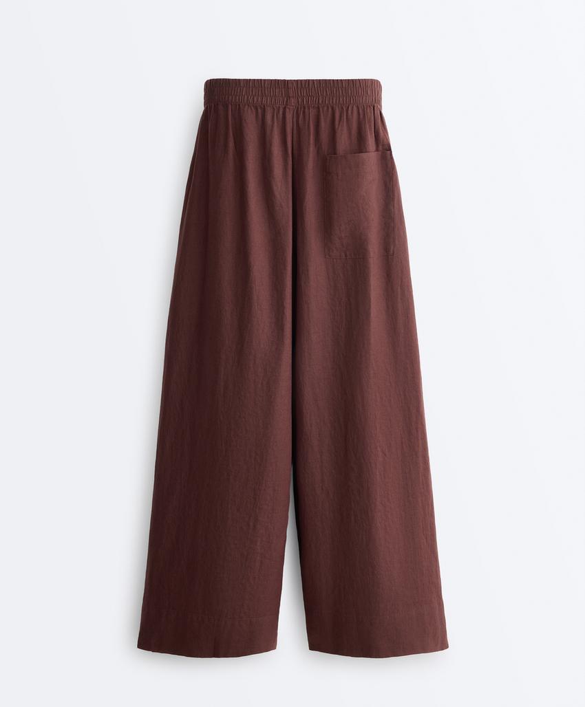 Укороченные льняные брюки Super Wide leg