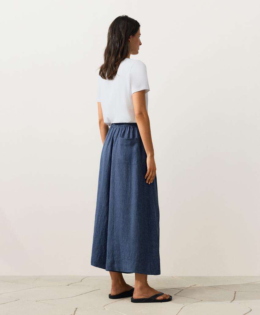 Укороченные льняные брюки Super Wide leg
