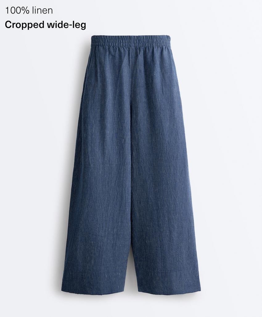 Укороченные льняные брюки Super Wide leg