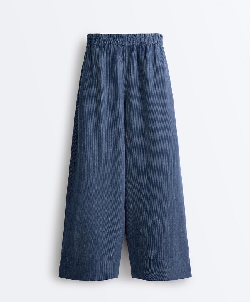 Укороченные льняные брюки Super Wide leg