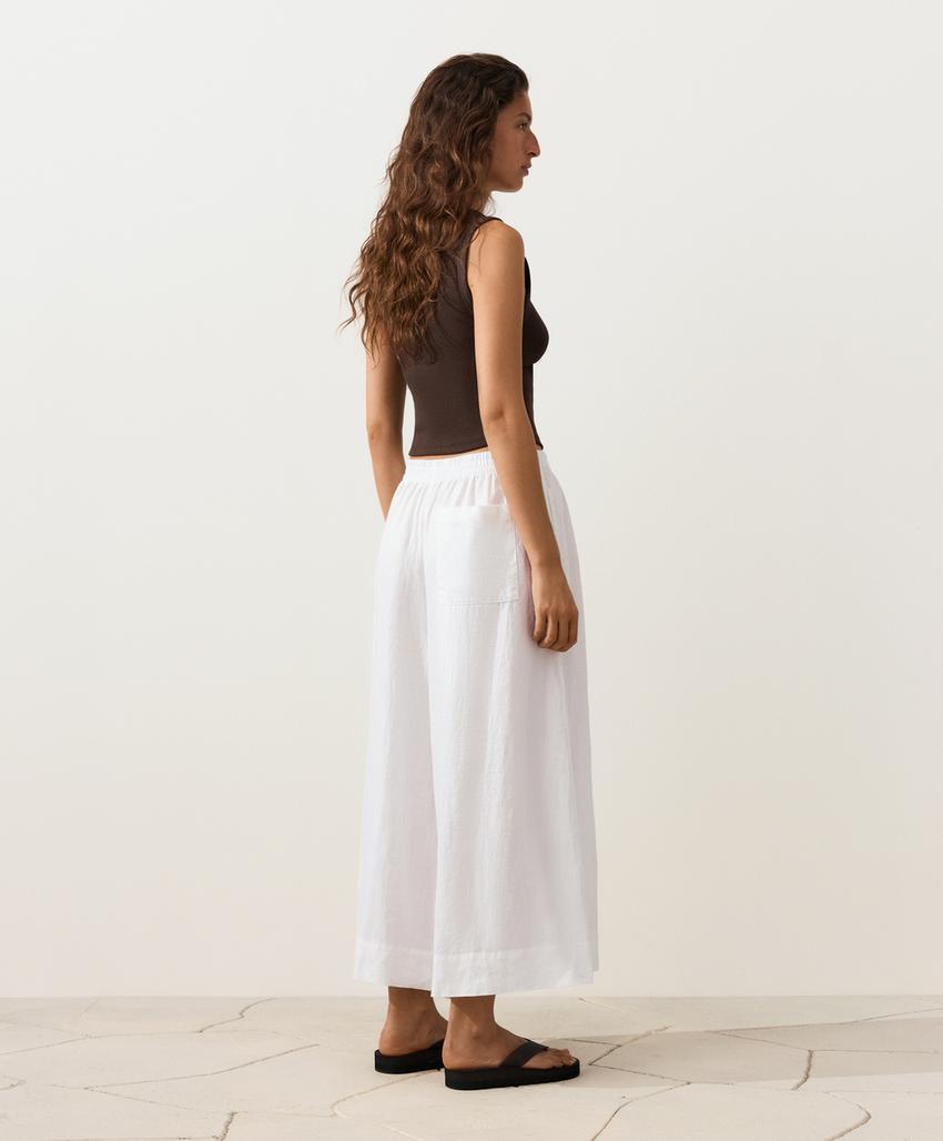 Укороченные льняные брюки Super Wide leg