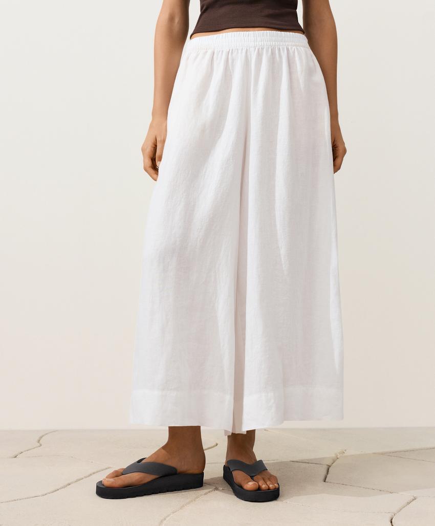 Укороченные льняные брюки Super Wide leg