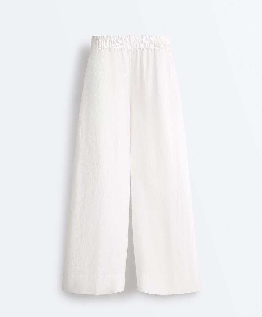 Укороченные льняные брюки Super Wide leg