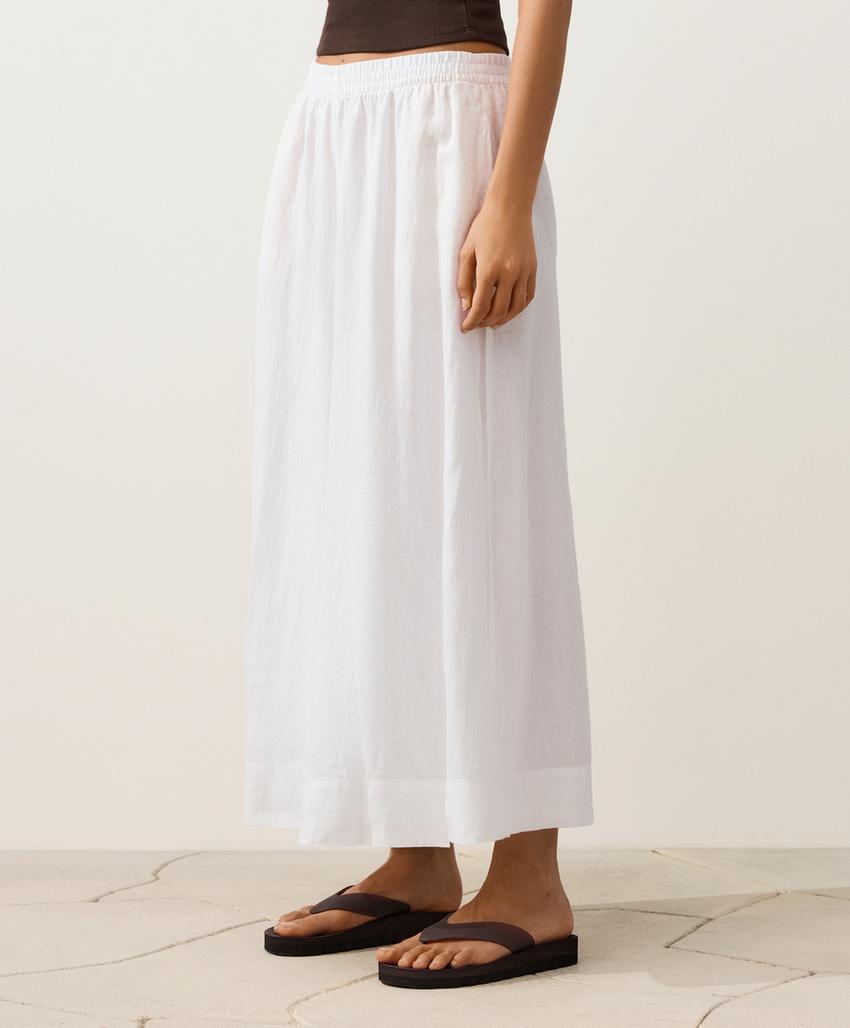 Укороченные льняные брюки Super Wide leg