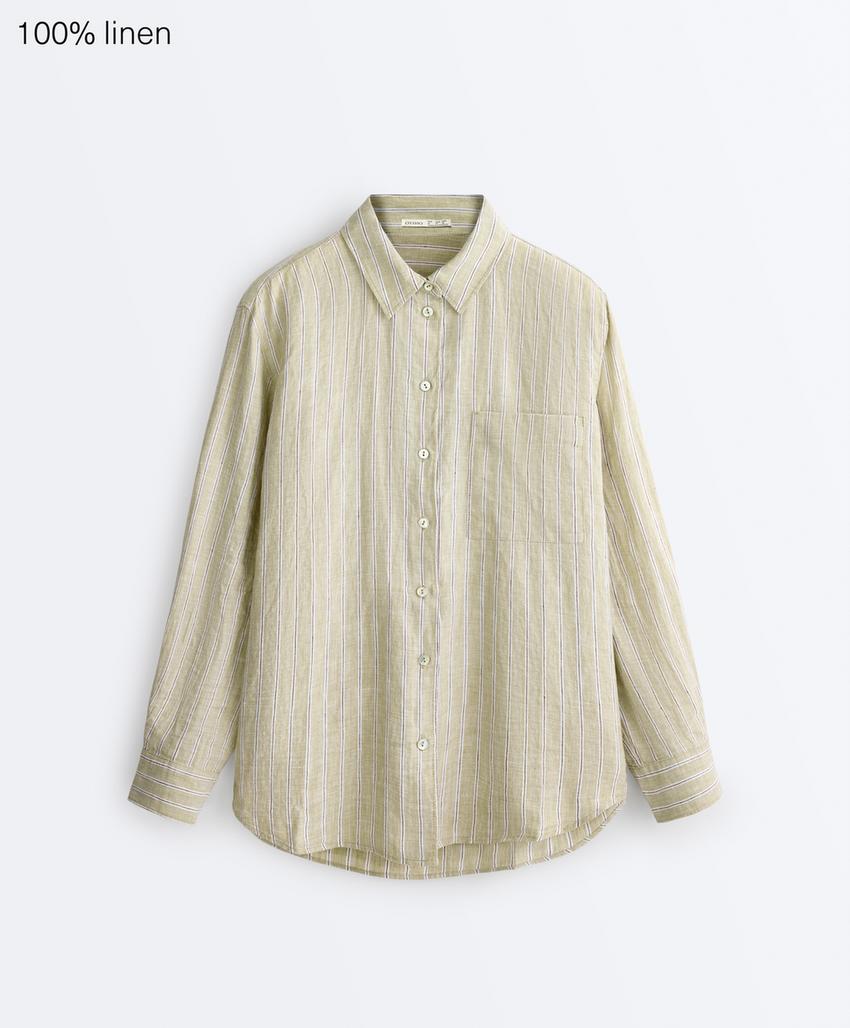 Полосатая рубашка Relaxed Fit из 100%-го льна
