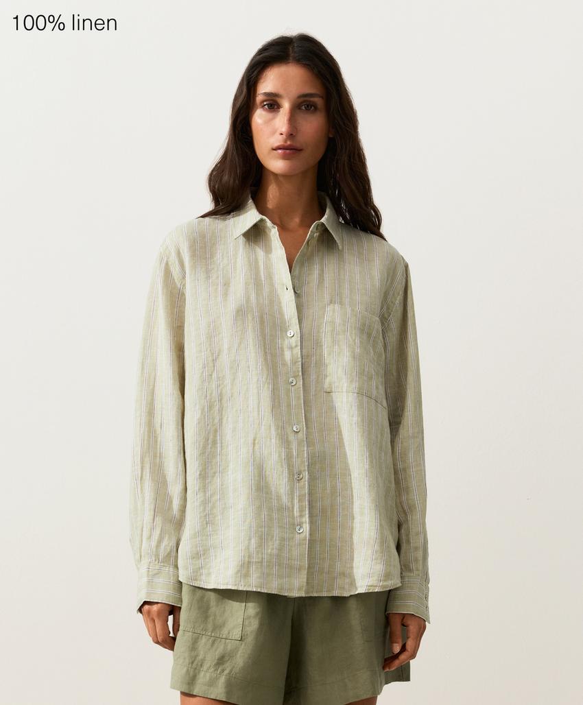 Полосатая рубашка Relaxed Fit из 100%-го льна