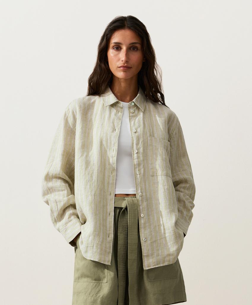 Полосатая рубашка Relaxed Fit из 100%-го льна