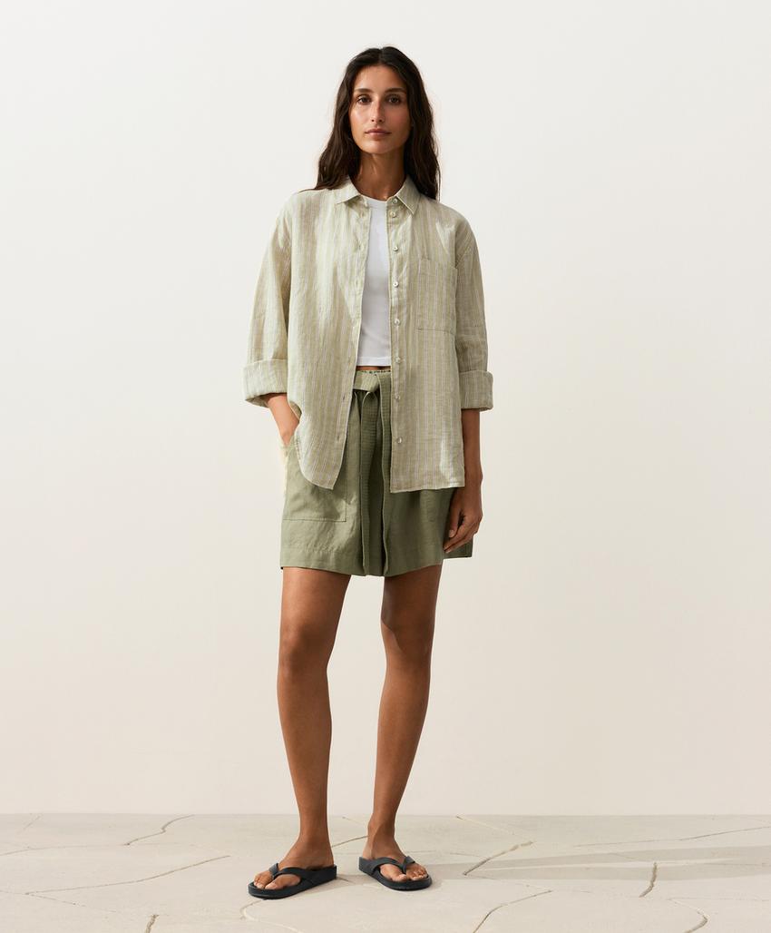 Полосатая рубашка Relaxed Fit из 100%-го льна