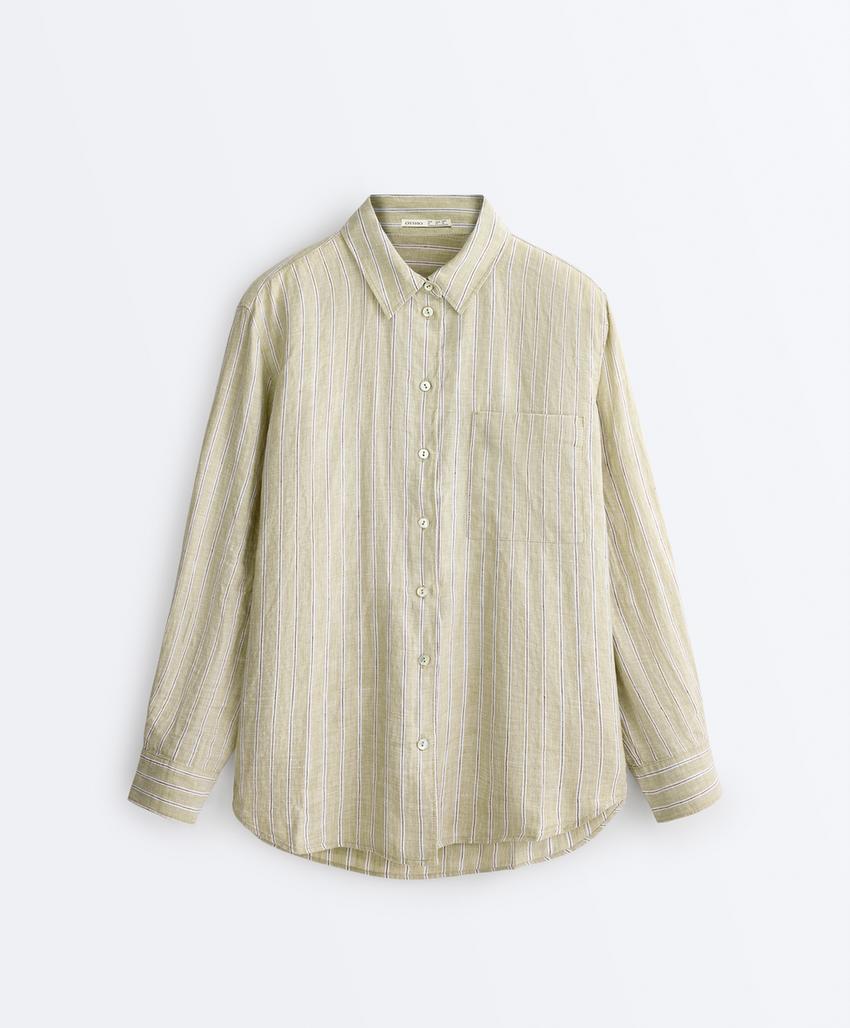 Полосатая рубашка Relaxed Fit из 100%-го льна