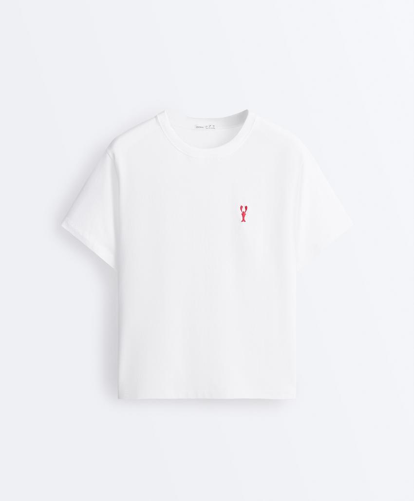 Футболка boxy из смесового хлопка с вышивкой