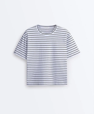 Купить OYSHO T-SHIRT DE MANGA CURTA àS RISCAS EM MISTURA DE ALGODãO