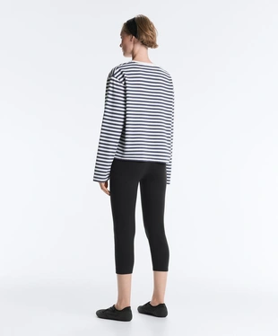 Striped 100% cotton boxy long-sleeved T-shirt- Заказать в России