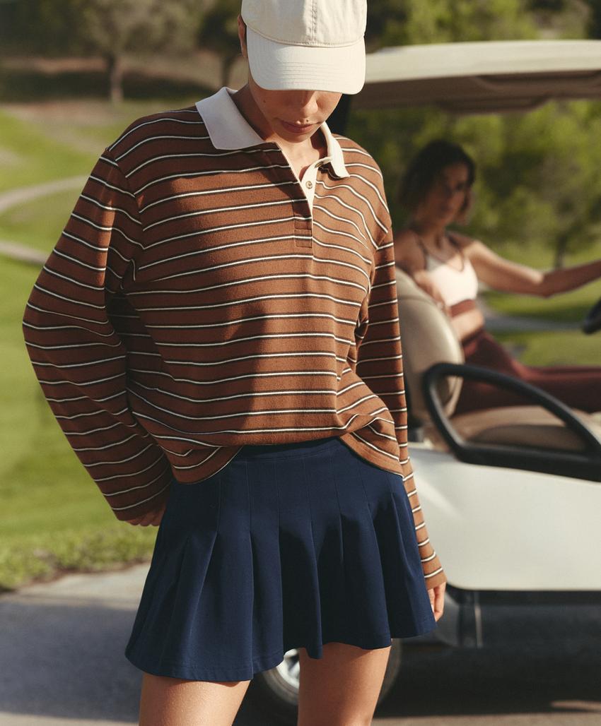 Polo riscas em piqué de algodão
