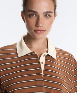 Piqué cotton striped polo shirt- Заказать в России
