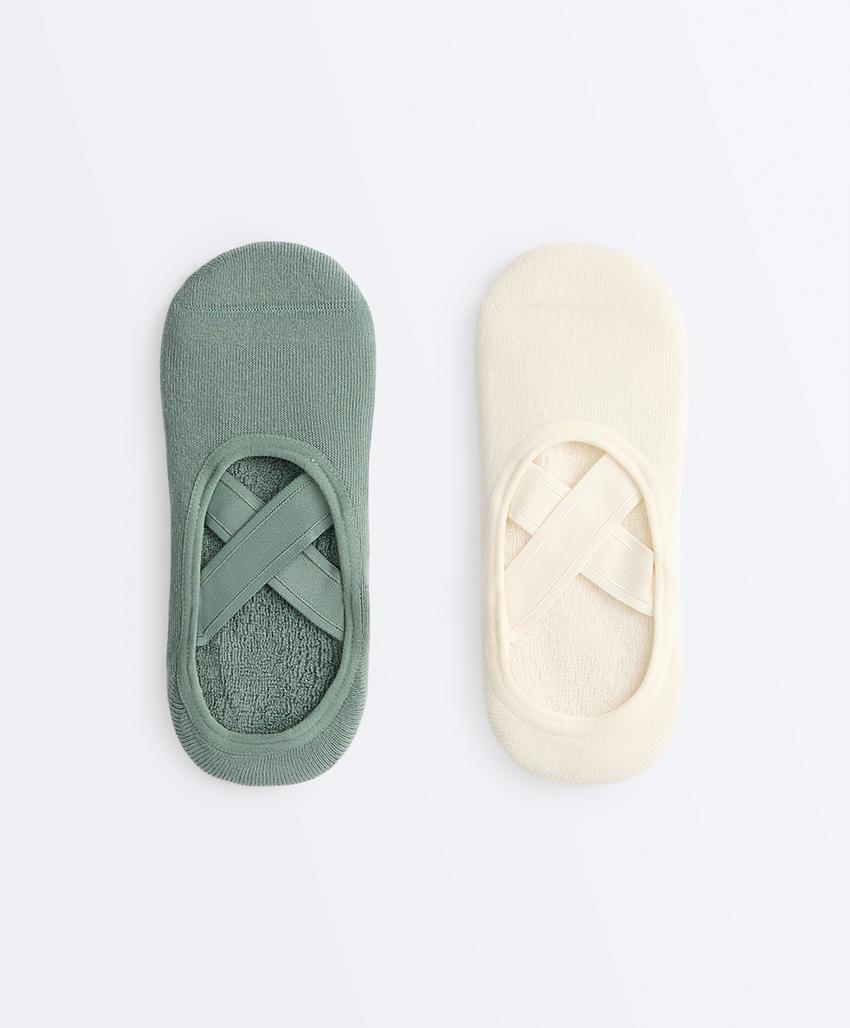 2 пары носков с лентами для йоги и пилатеса