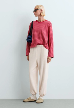 Striped boxy long-sleeved cotton-blend T-shirt- Заказать в России