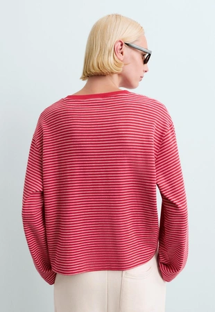 Striped boxy long-sleeved cotton-blend T-shirt- Заказать в России