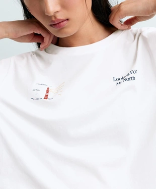Boxy print cotton blend T-shirt- Заказать в России