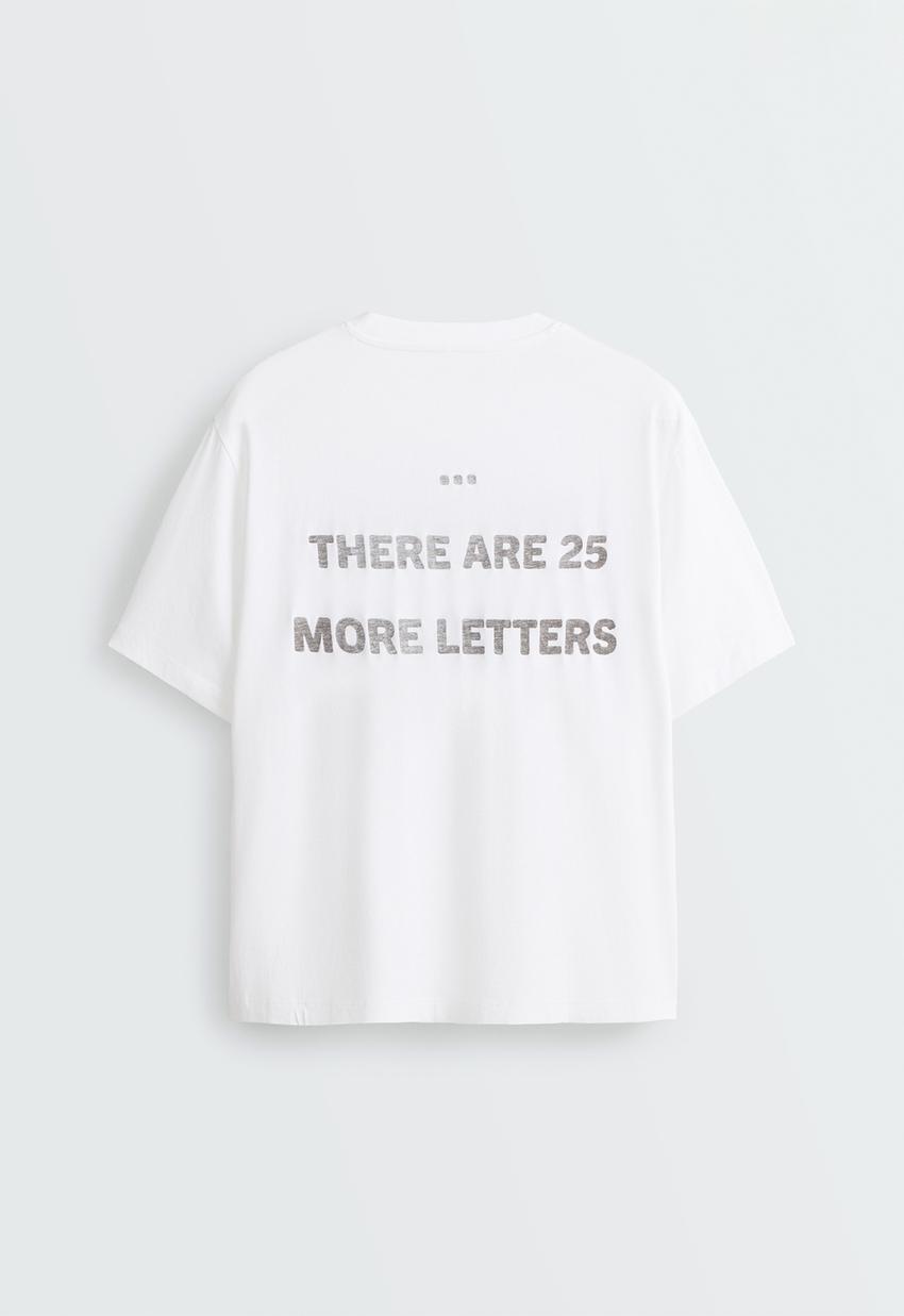 T-shirt boxy com texto em mistura de algodão