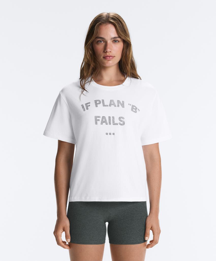 T-shirt boxy com texto em mistura de algodão