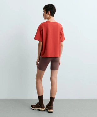 Boxy cotton blend slogan T-shirt- Заказать в России
