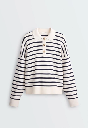 Купить OYSHO CAMISOLA DE MALHA àS RISCAS COM GOLA DE POLO